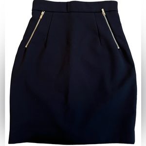 Black mini pencil skirt with gold zippers size 2